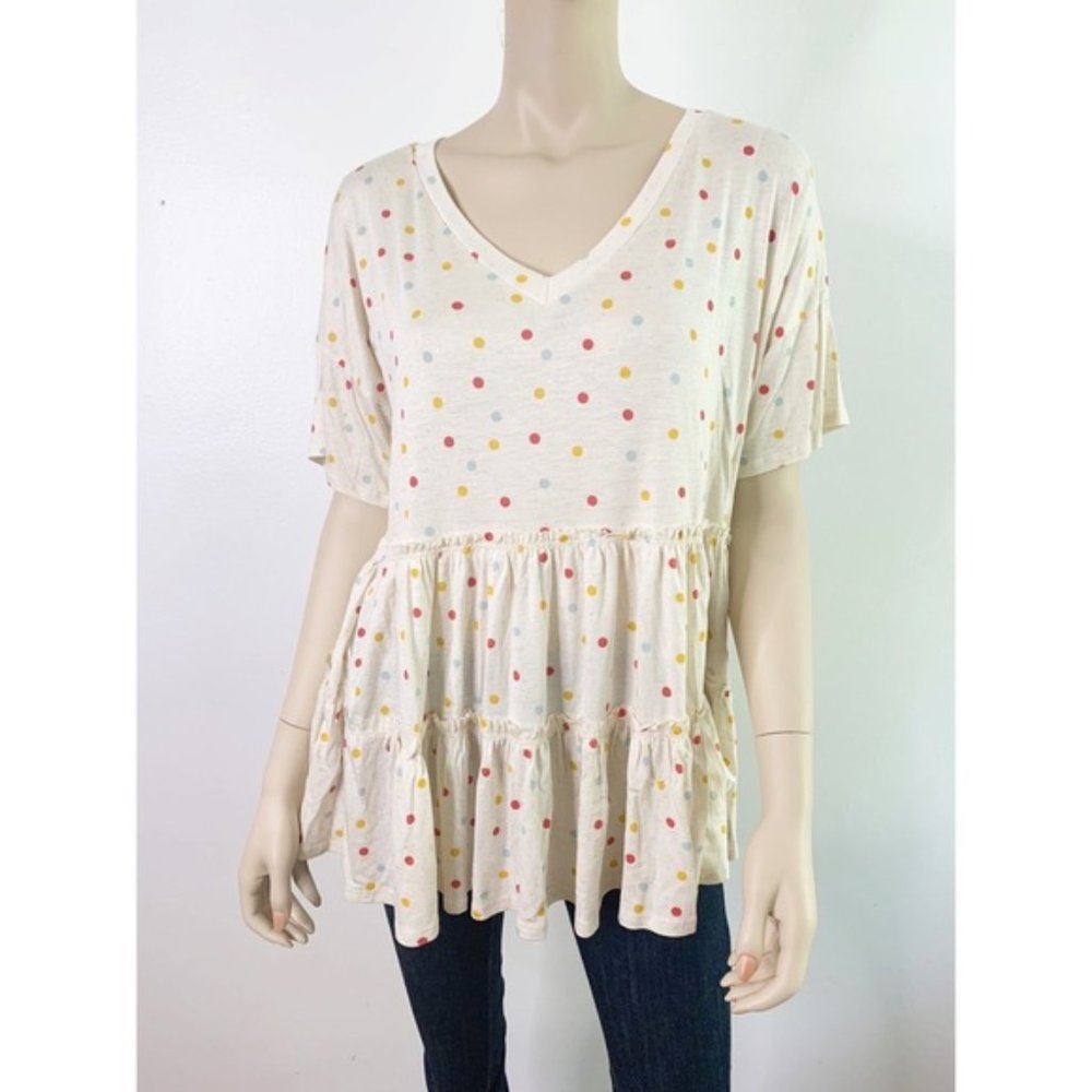 Hopely Polka Dot Ruffle Oversize Tee Tunic - Picture 5 of 7